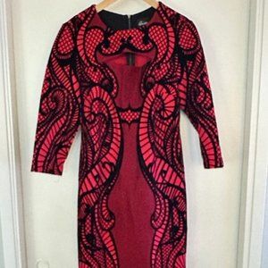 Dark Fushia/Cherry Red Pattern Evening Dress